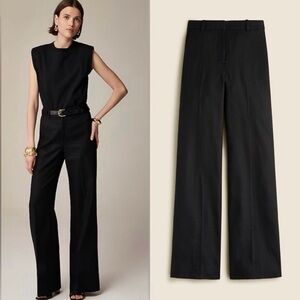 J.Crew Carolina Stretch Linen Flare Pants in Black | Size 12